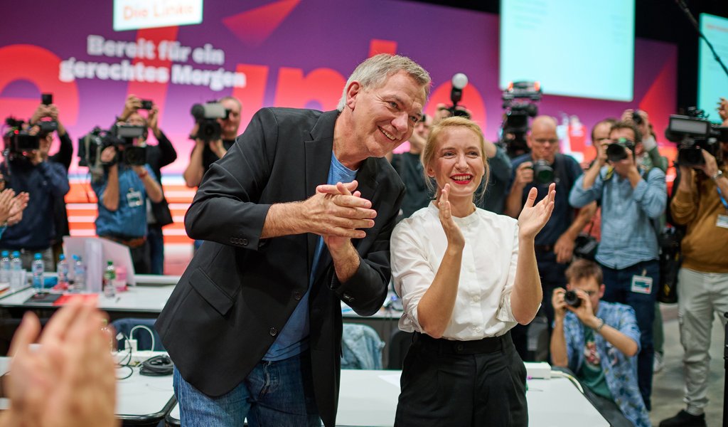 Halle, Sachsen-Anhalt, DEU, Germany, PL, Deutschland, qf, querformat, Politik, Die Linke, Bundesparteitag 2024