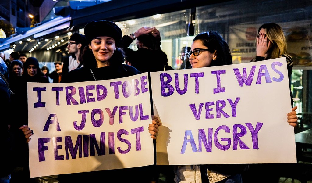 March 8, 2023, Izmir, Turkey: Protesters hold placards expressing their opinion during the International Women s Day dem