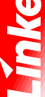 Das Die-Linke-Logo groß im Hochkant-Format